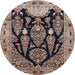 Round Traditional Light French Beige Brown Persian Rug, tr36
