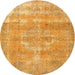 Round Traditional Orange Persian Rug, tr3700