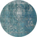 Round Traditional Greenish Blue Green Persian Rug, tr3703