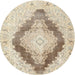 Round Traditional Golden Blonde Gold Persian Rug, tr3707