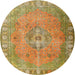 Round Traditional Gold Persian Rug, tr3708