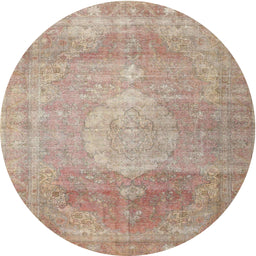 Round Traditional Orange Salmon Pink Persian Rug, tr3711
