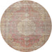 Round Traditional Orange Salmon Pink Persian Rug, tr3711