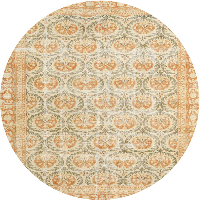 Round Traditional Brown Gold Persian Rug, tr3714