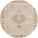 Round Traditional Light French Beige Brown Persian Rug, tr3716