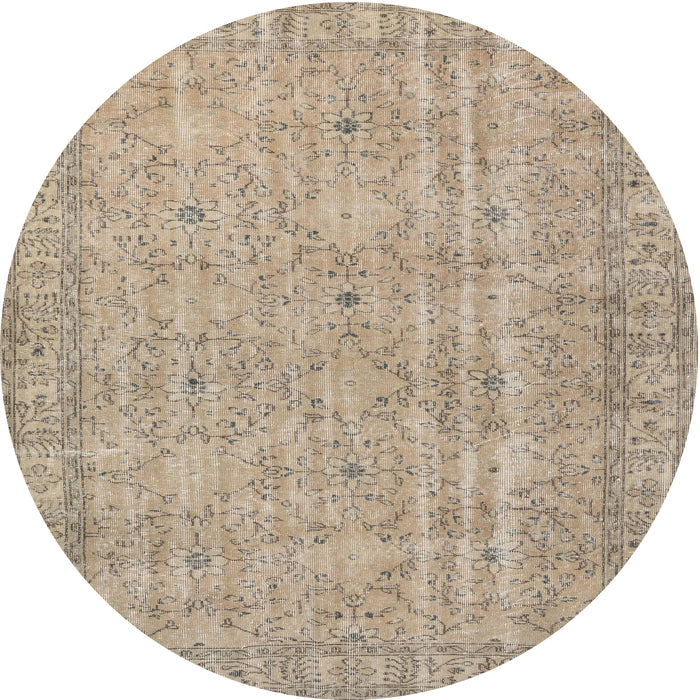 Round Traditional Dark Almond Brown Persian Rug, tr3717