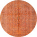 Round Traditional Orange Red Persian Rug, tr3718