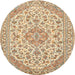 Round Traditional Brown Gold Medallion Rug, tr371