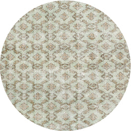 Round Traditional White Gold Persian Rug, tr3722