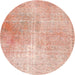 Round Traditional Deep Peach Orange Persian Rug, tr3723