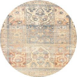 Round Traditional Golden Blonde Gold Persian Rug, tr3725