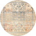 Round Traditional Golden Blonde Gold Persian Rug, tr3725