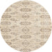 Round Traditional Light French Beige Brown Persian Rug, tr3728