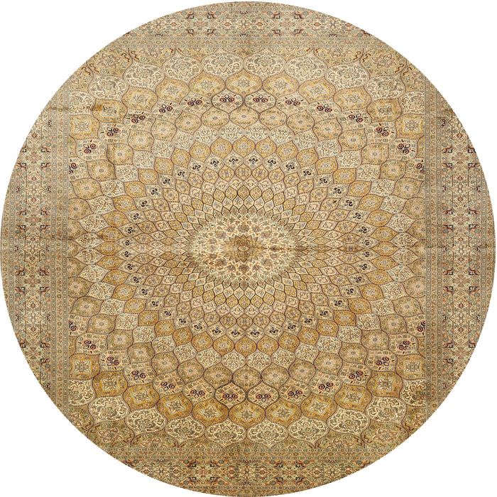Round Traditional Light Brown Persian Rug, tr372