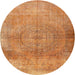 Round Traditional Orange Persian Rug, tr3731