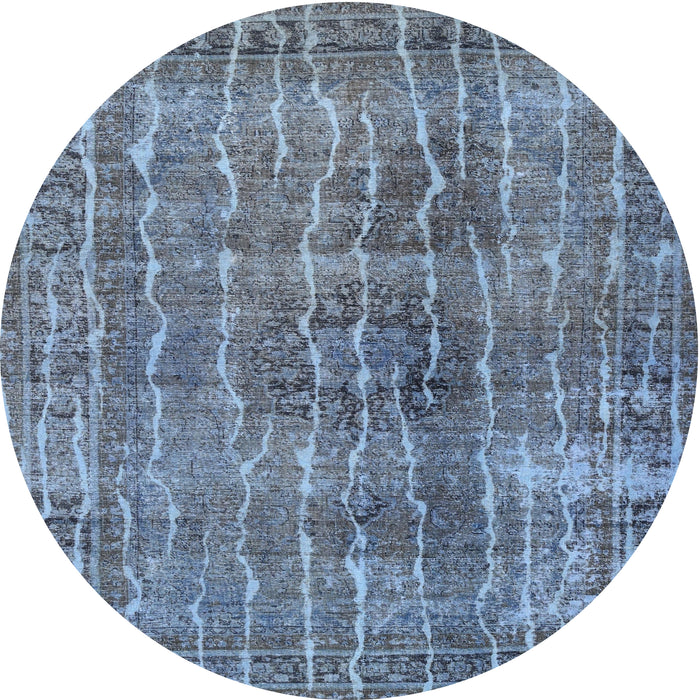 Round Traditional Purple Navy Blue Persian Rug, tr3732