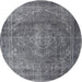 Square Machine Washable Traditional Silver Gray Rug, wshtr3733