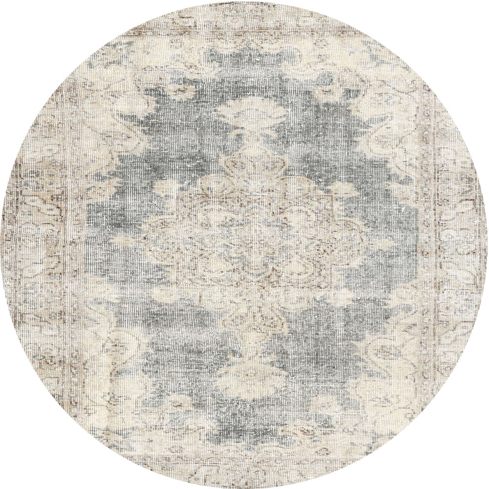 Round Traditional Champagne Beige Persian Rug, tr3739