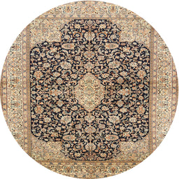 Round Traditional Reddish Brown Medallion Rug, tr373