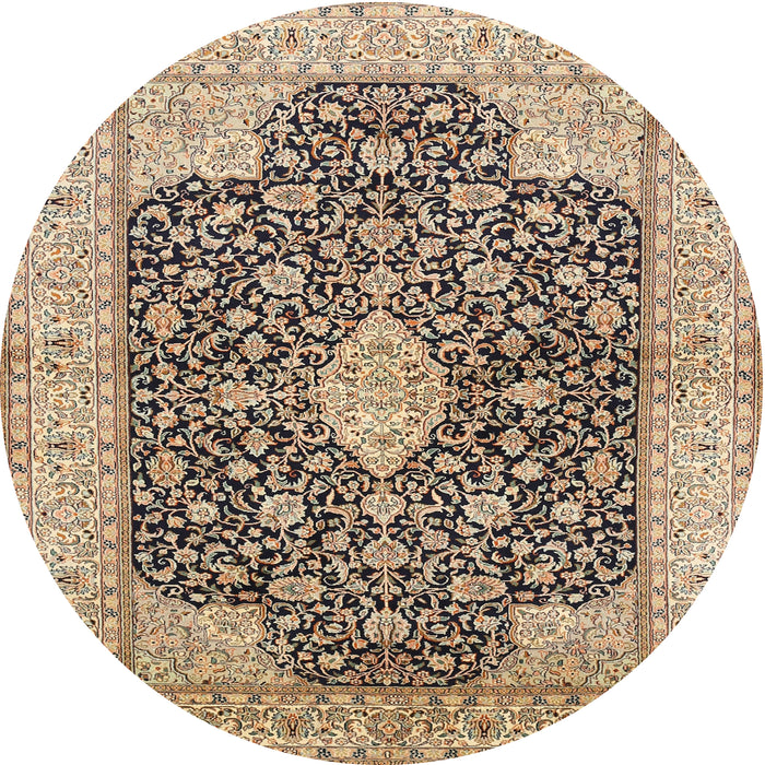 Round Traditional Reddish Brown Medallion Rug, tr373