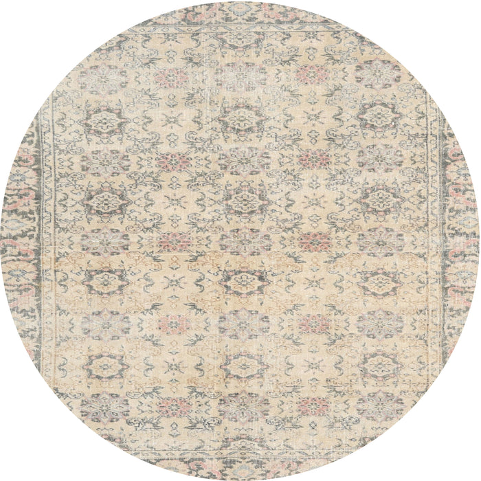 Round Traditional Light French Beige Brown Persian Rug, tr3741