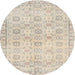 Round Traditional Light French Beige Brown Persian Rug, tr3741