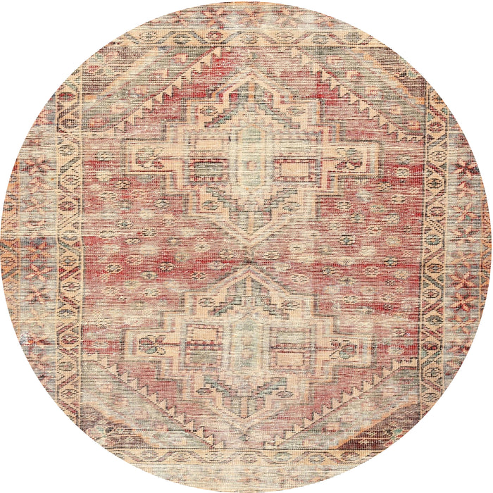 Round Traditional Rust Pink Persian Rug, tr3742