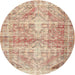 Round Traditional Rust Pink Persian Rug, tr3742