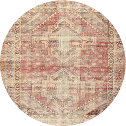 Square Machine Washable Traditional Rust Pink Rug, wshtr3742