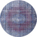 Round Traditional Deep Purple Persian Rug, tr3743