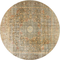 Square Machine Washable Traditional Copper Brown Rug, wshtr3747