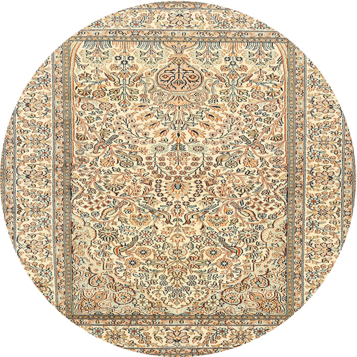 Square Machine Washable Traditional Khaki Gold Rug, wshtr374