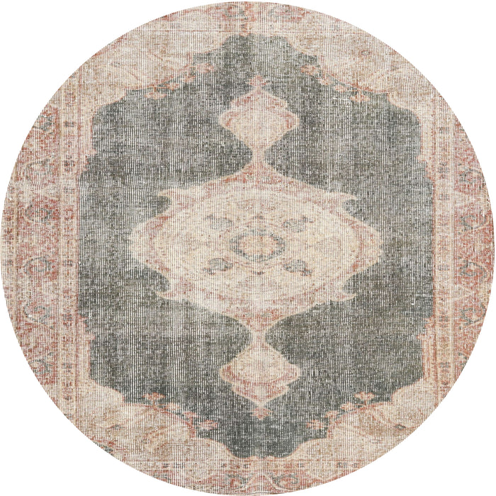 Round Traditional Dark Almond Brown Persian Rug, tr3750