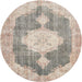 Round Traditional Dark Almond Brown Persian Rug, tr3750