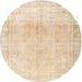 Round Traditional Deep Peach Orange Persian Rug, tr3752