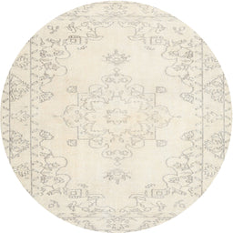 Round Traditional Blanched Almond Beige Persian Rug, tr3753