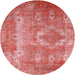 Square Machine Washable Traditional Fire Red Rug, wshtr3756