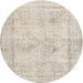 Round Traditional Light French Beige Brown Persian Rug, tr3758