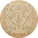 Round Traditional Brown Gold Persian Rug, tr375