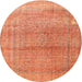 Round Traditional Orange Red Persian Rug, tr3761