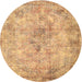 Round Traditional Orange Persian Rug, tr3763