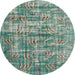 Round Traditional Sea Green Oriental Rug, tr3765