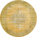 Round Traditional Orange Gold Persian Rug, tr3768