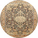 Round Traditional Brown Gold Medallion Rug, tr376