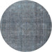 Round Traditional Light Slate Gray Persian Rug, tr3774