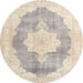 Round Traditional Light French Beige Brown Persian Rug, tr3775
