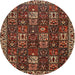 Round Traditional Maroon Red Persian Rug, tr3776