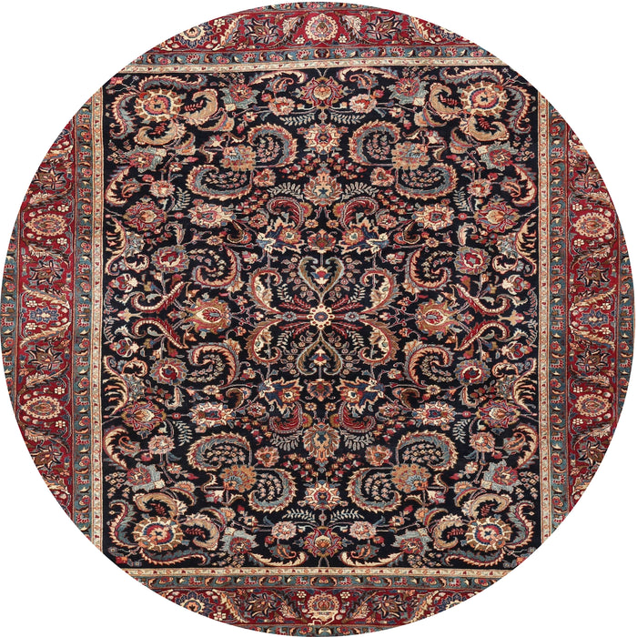 Round Traditional Orange Salmon Pink Persian Rug, tr3777
