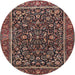 Round Traditional Orange Salmon Pink Persian Rug, tr3777