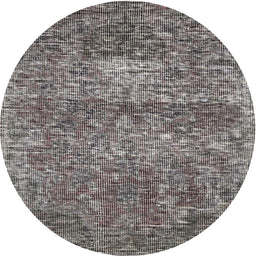 Round Traditional Charcoal Gray Persian Rug, tr3778
